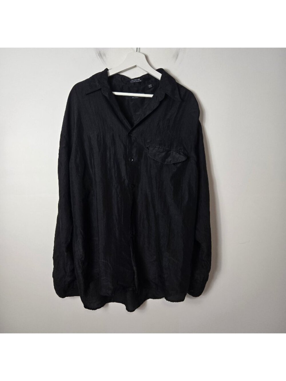 Henry Grethel Men's Size L 100% Silk Long Sleeve Button-Up Shirt Vintage